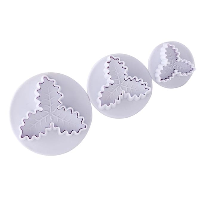 Emporte-pièce Poinsettia de Noël Feuilles de Houx Moule Fondant Coupeur Fête de Noël Gâteau Cupcake white