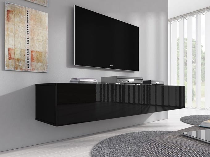Meubella - TV-Meubel Flame XL - Zwart - 180 cm
