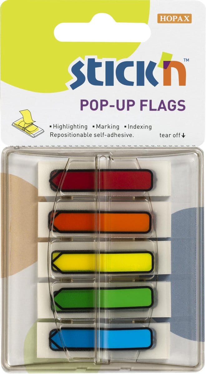 Stick'n Index Tabs - 45x12mm - Neon Pijlen 5 kleuren - 30x5 - 150 Tabs