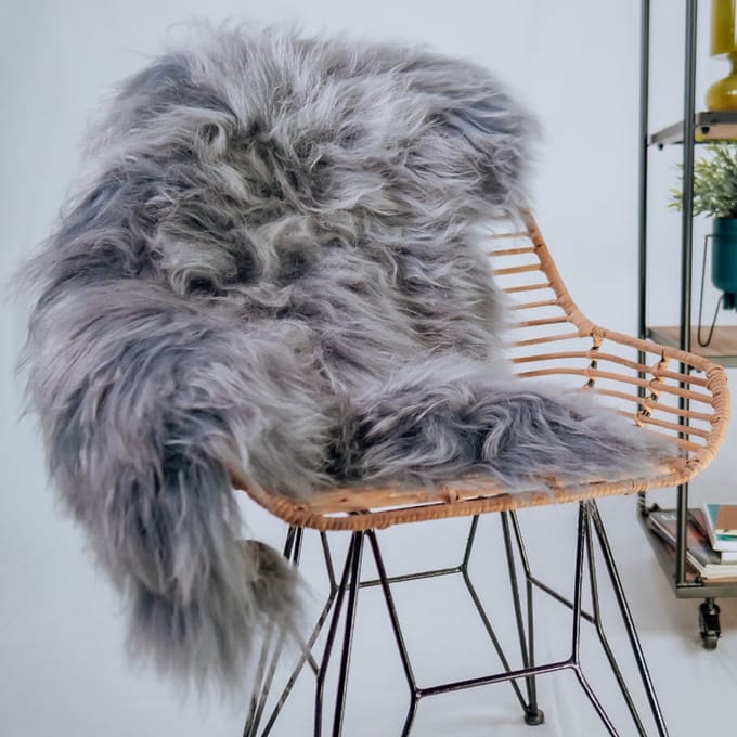 Schapenvacht Longwool Grijs M (100x55cm) - 100% ECHT - Eco+