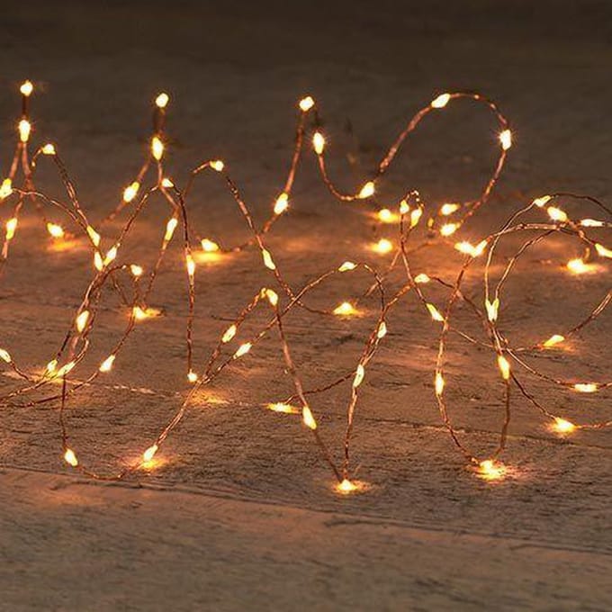 Decoratie Led verlichting 5 meter koperdraad IP65 waterbestendig warm wit.