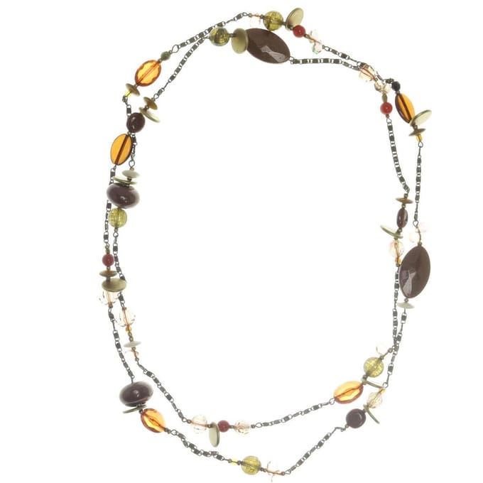 Behave - Lange ketting goudkleur met bruine kralen - Boho stijl