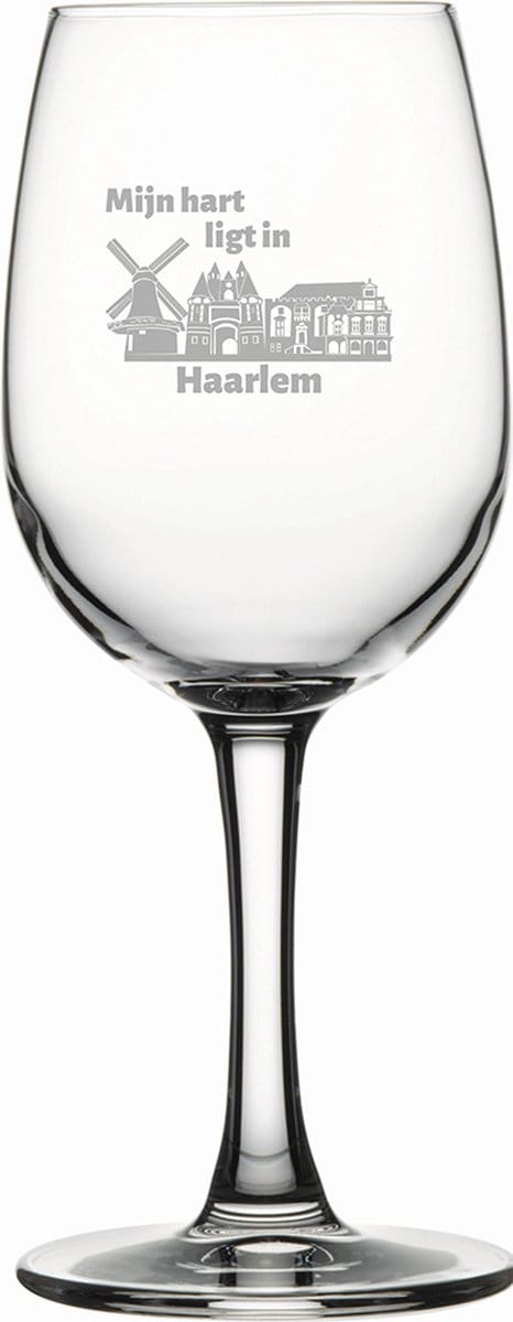 Gegraveerde witte wijnglas 26cl Haarlem