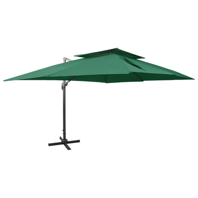 vidaXL - Zweefparasol - met - dubbel - dak - 400x300 - cm - groen
