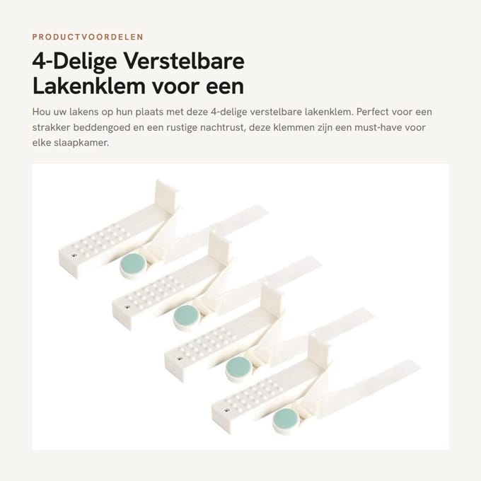 Dailygoods - 4-Delige Verstelbare Lakenklem voor een Net Bed