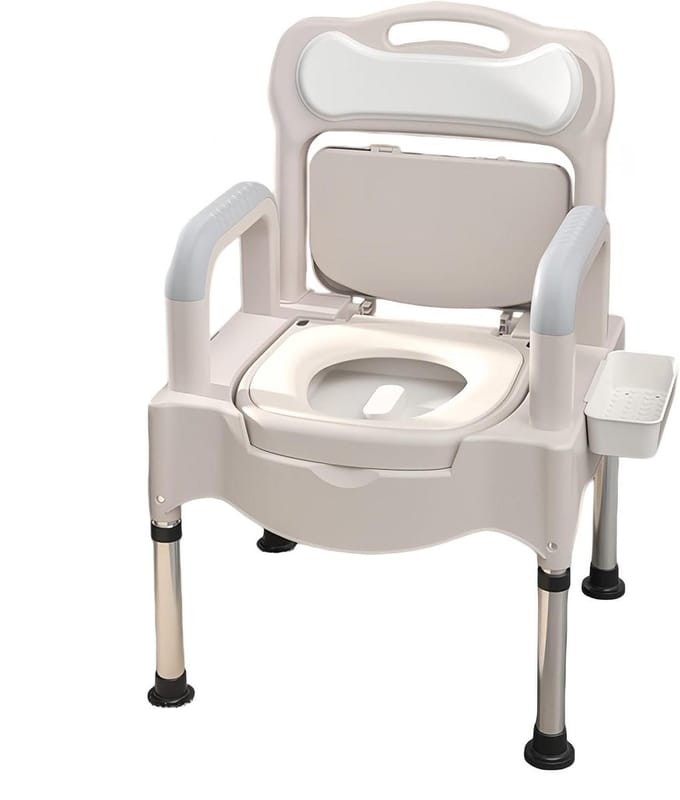 Draagbare Toiletstoel - Bedcommode Postoel - Mobiliteit Ondersteuning - In Hoogte Verstelbaar - Max 147 kg - Wit