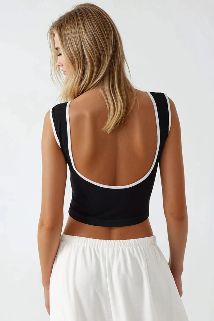 Aangesloten Crew Neck Contrast Tanktop