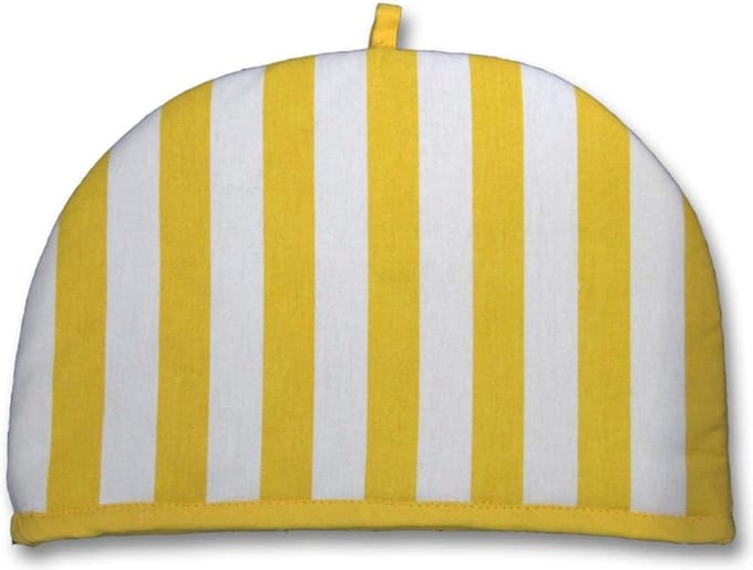 Homescapes theepot warmer brede strepen geel design Tea Cosy