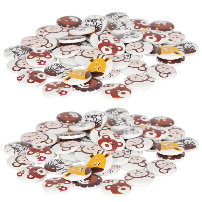 20mm houten knopen cartoon dier 2 gaten naaiknoop kinderkleding accessoires
