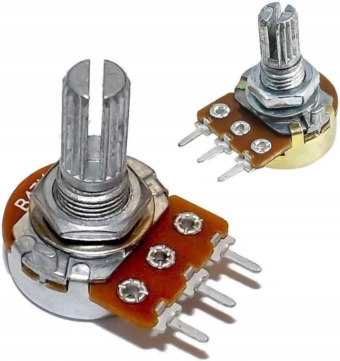 Variabele Weerstand - Elektronische Component - Precisie Regeling - Metalen Behuizing - 15mm As 6mm Diameter