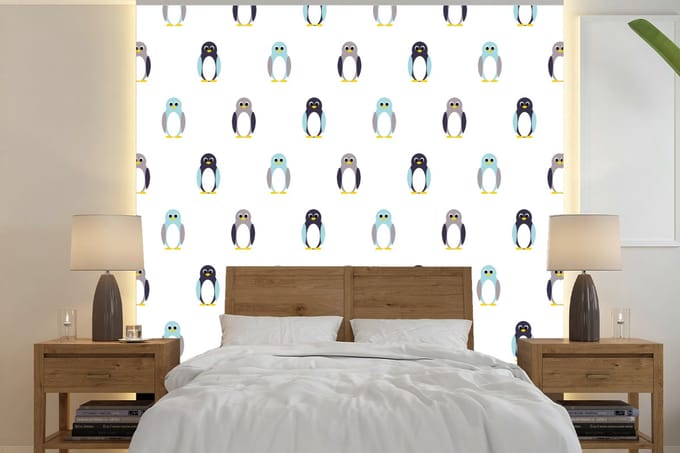 Behang - Fotobehang Design - Dieren - Pinguïn - Breedte 280 cm x hoogte 280 cm