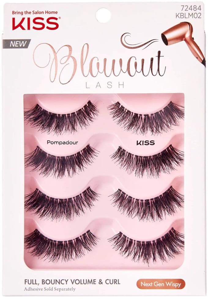 Kiss Pompadour Multi x4 - Wimperband - Kunstwimpers, zwart, 4 paar