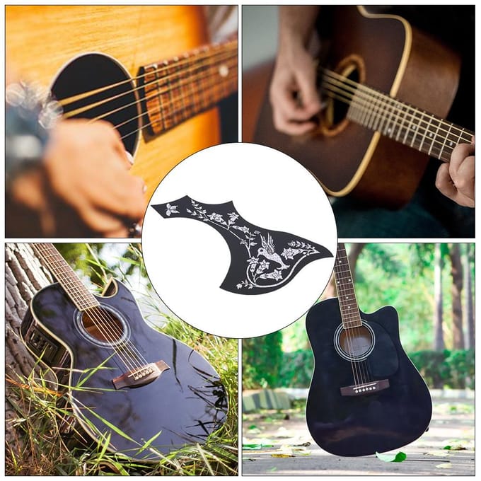 Gitaar Slagplaat Zelfklevende Sticker Zwarte Kleur Bloem Vogel Beschermer Universele Accessoires black