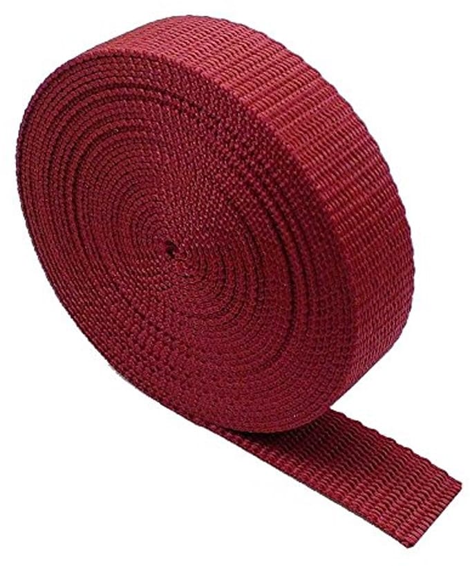 Heavy Webbing Strap - 5m - Backpack/Backpacks, Luggage/Cargo Strapping, Belts (Maroon, 25mm)