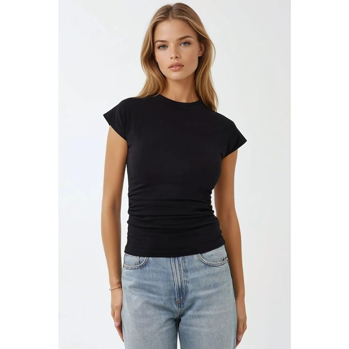 Getailleerde ronde hals T-shirt met korte mouwen