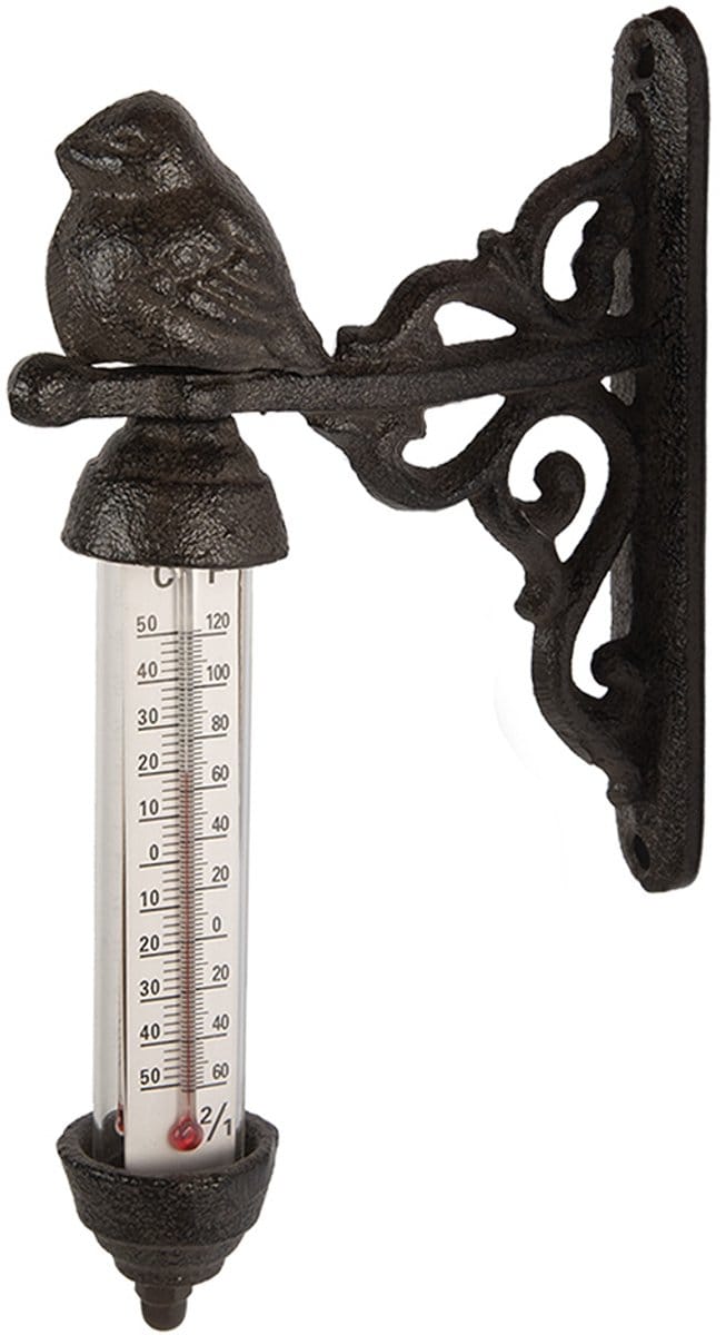 Clayre & Eef Thermometer Buiten 3x11x16 cm Bruin Metaal