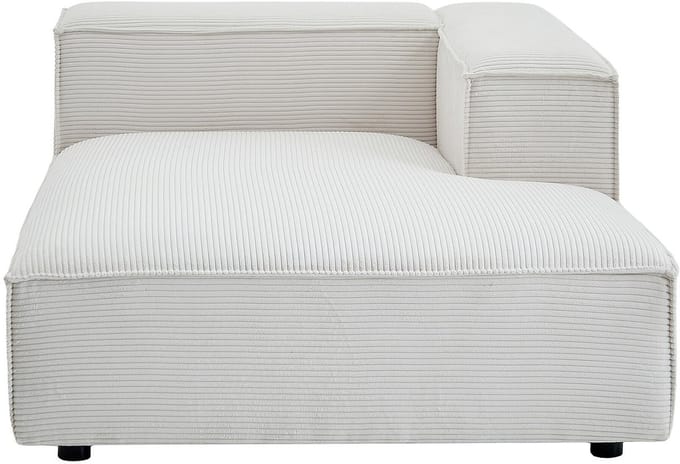 Vente-unique Chaise longue met rechte armleuning in beige ribfluweel RUZOLO