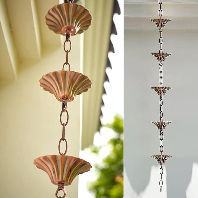 Regenketting - Regenpijp decoratie - Watergeleiding - Imitatiekoper constructie - 100 cm - Koperkleurig