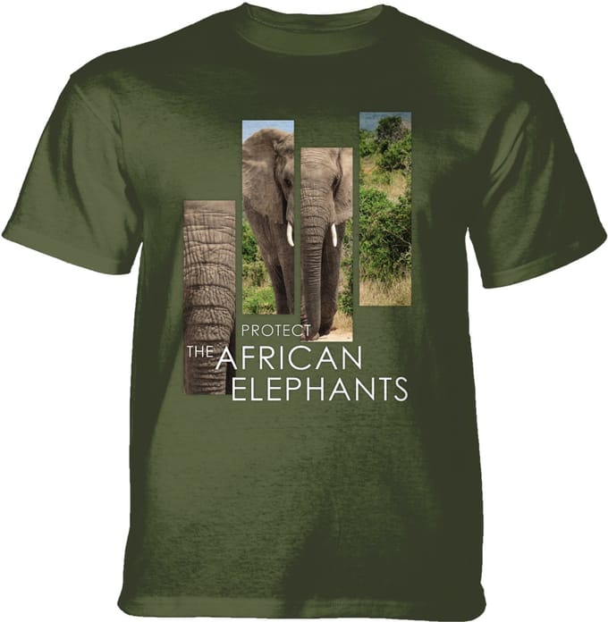 T-shirt Protect African Elephant Split Portrait Green S
