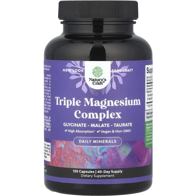 Nature's Craft, Complexe Triple Magnésium, 120 Capsules