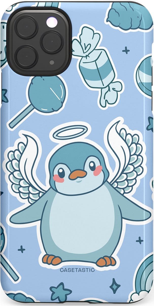 Casetastic hoesje geschikt voor Apple iPhone 11 Pro Max - Dubbellaagse bescherming - Pinguin vleugels - Fashion Case - Lichtblauw Lichtgrijs Wit
