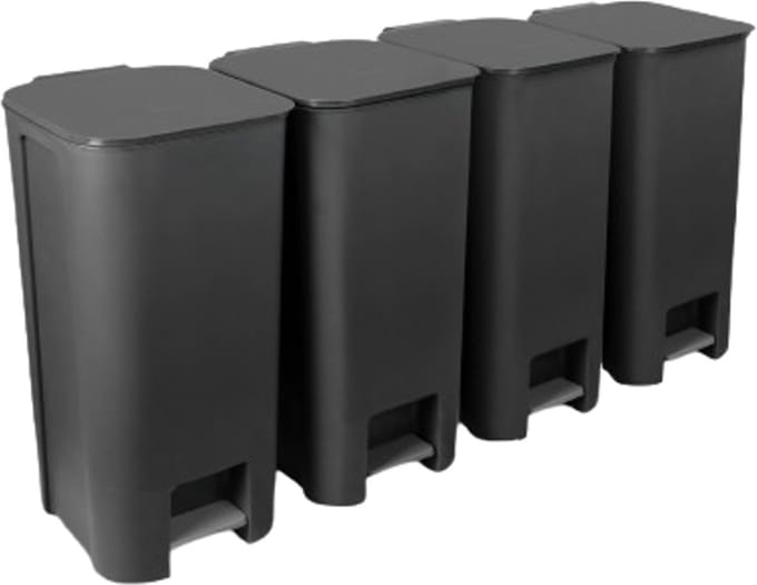 Practic - Set van 4 afvalbakken - 4x40l - pedaalemmer - Grafiet