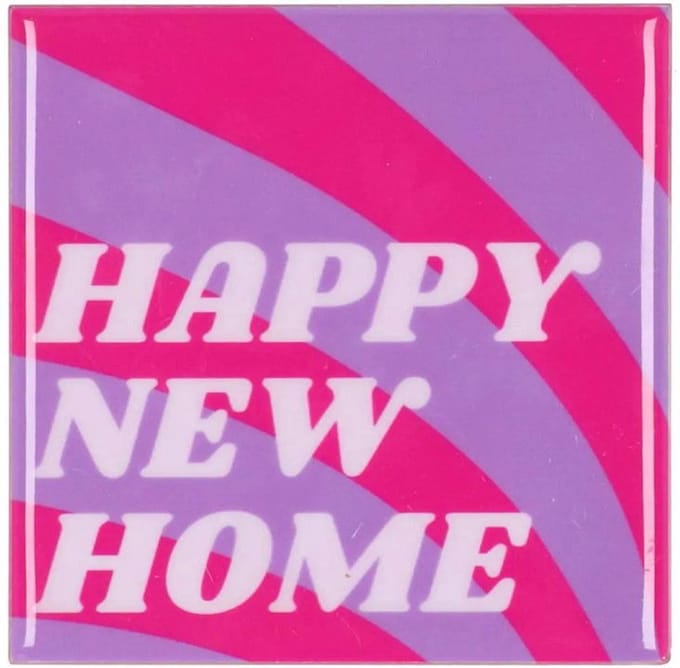 Daan kromhout design - Tegeltje happy new purple 10x10x1 cm