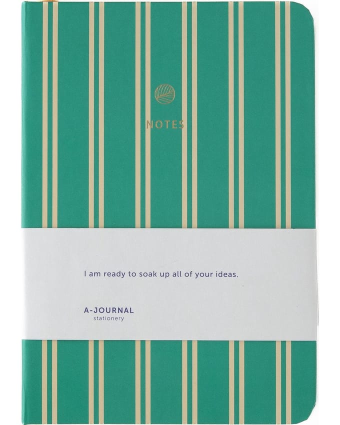 A-Journal - Notitieboek - A6 - Groen gestreept - Gelinieerd