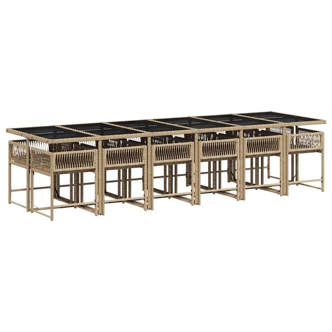 vidaXL - 13-delige - Tuinset - met - kussens - poly - rattan - beige