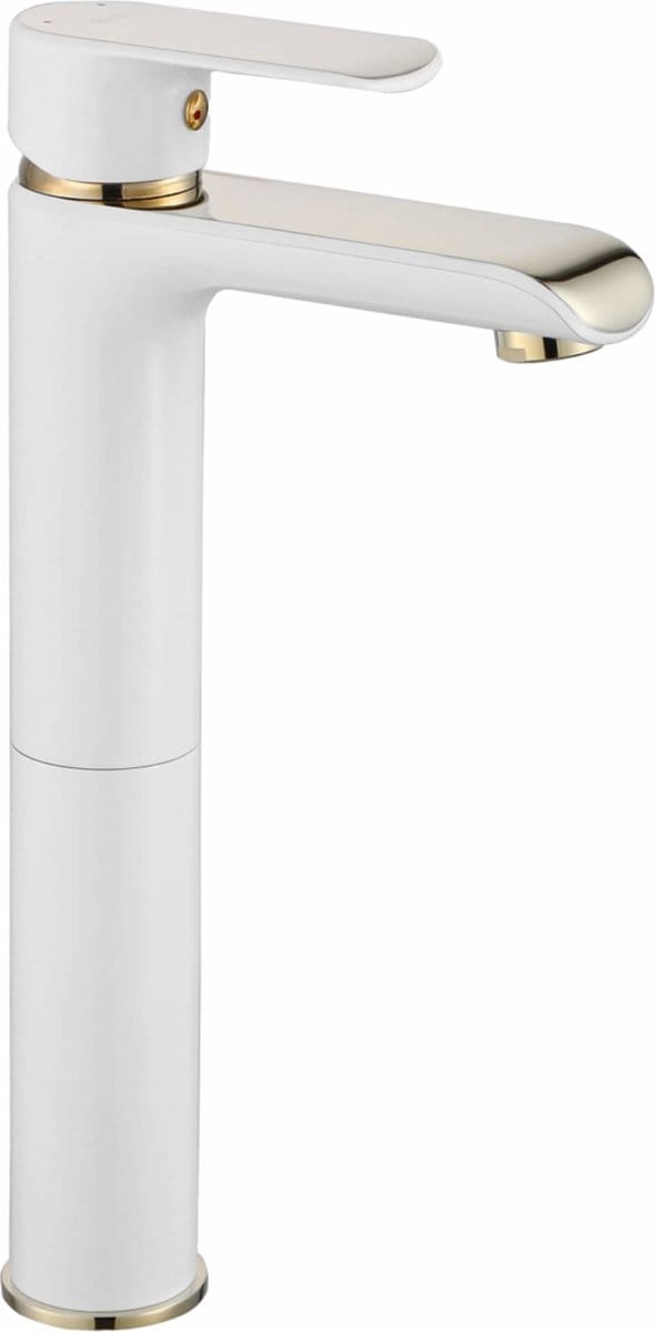 Rea Bloom White/Gold High - Wastafelkraan - Wit/Goud