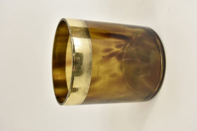 Sfeerlichten - Pc. 1 Glass Vase W/band "leopard" Brown Ø 10x11 Cm