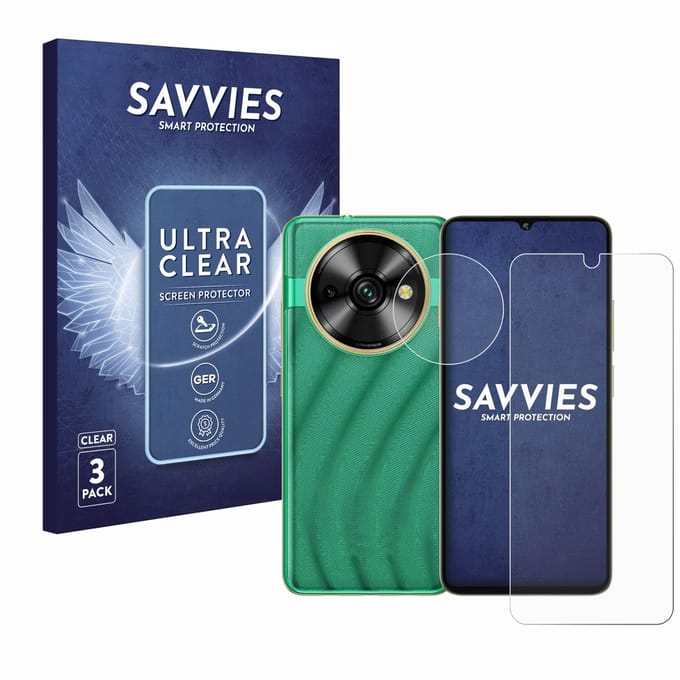 Savvies - Screenprotector voor Oukitel C59 Pro (Voor+Camera) - Folie Beschermfolie transparant 6 Stuks
