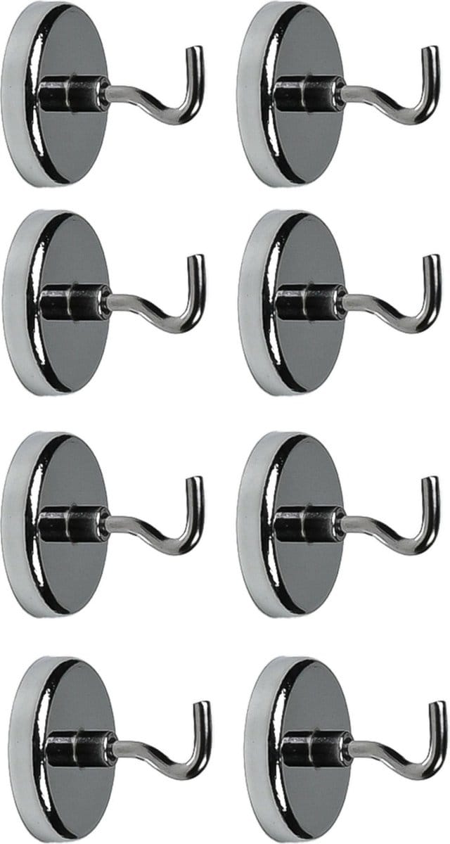 Benson Ophanghaakjes - 8x - magnetisch - ovaal - zilver - D3,6 cm