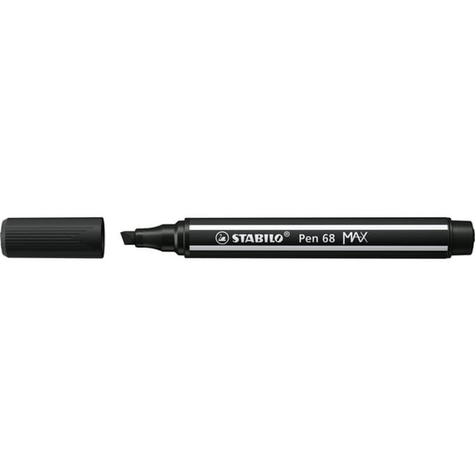STABILO Pen 68 MAX - Fibre-tip Pen with Thick Chisel Tip - Black