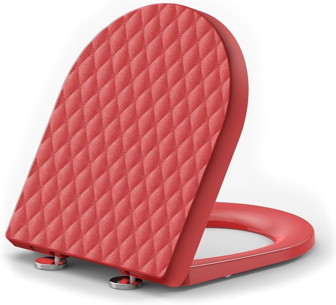 Toiletbril D-vorm - WC-bril - Badkamer Vernieuwen - Diamantstructuur - 435 x 362 cm - Rood