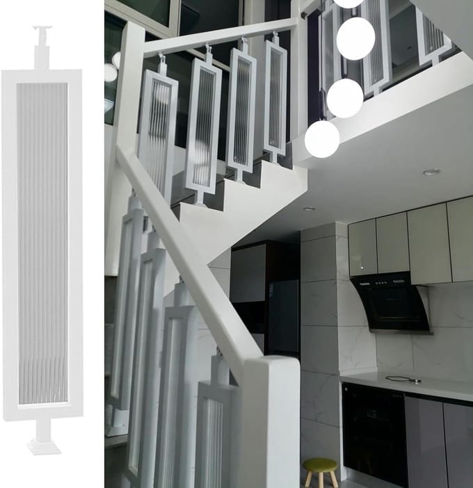 Trapleuning set - Balustrade ijzer glas - Trap versieren - Gehard glas - 110 cm - Wit