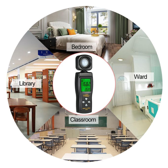 SMART SENSOR Mini Digitale Lux Meter LCD Display Handheld Verlichtingsmeter Luminometer 0-200000 Lux zwart