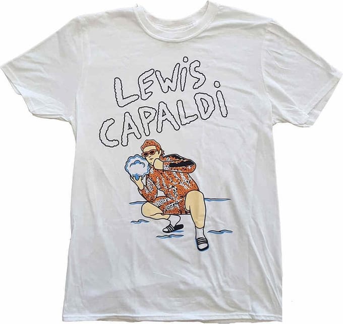 Lewis Capaldi - Snow Leopard Heren T-shirt - M - Wit