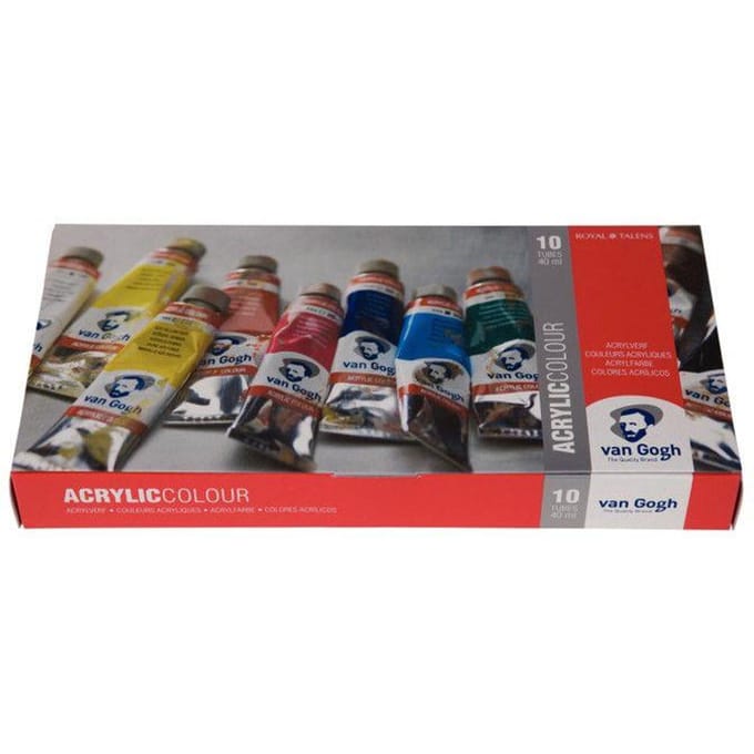Van Gogh Acrylverf basisset met 10 kleuren in tubes van 40 ml