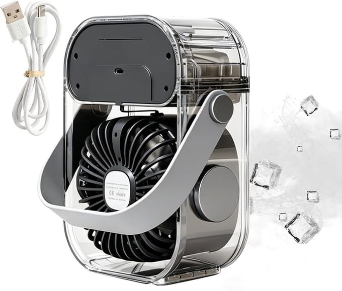 Draagbare Ventilator - Nevel Koeler - Persoonlijke Koeling - 3 Snelheden - 9D x 155B x 9H cm - Zwart