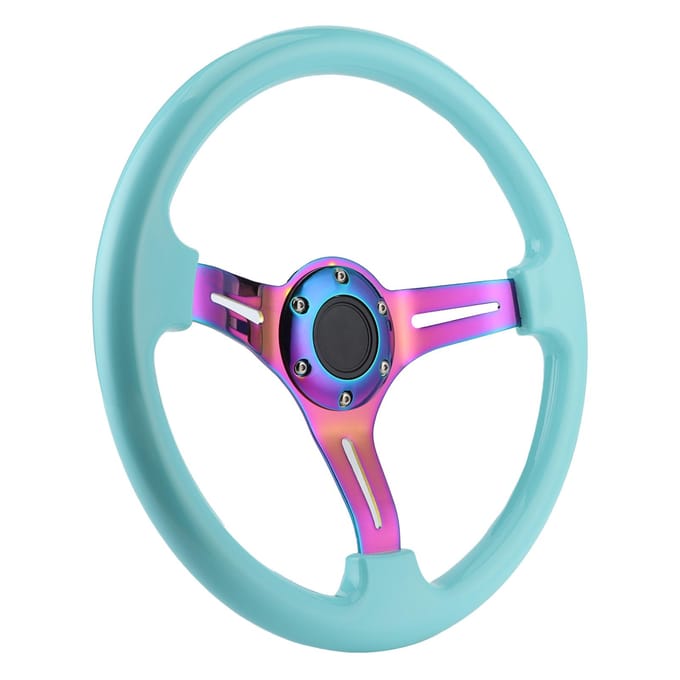 6?Bolt Racing Stuurwiel Vervanging 350mm Diameter Universeel Diepe Schotel Lichtblauw blue