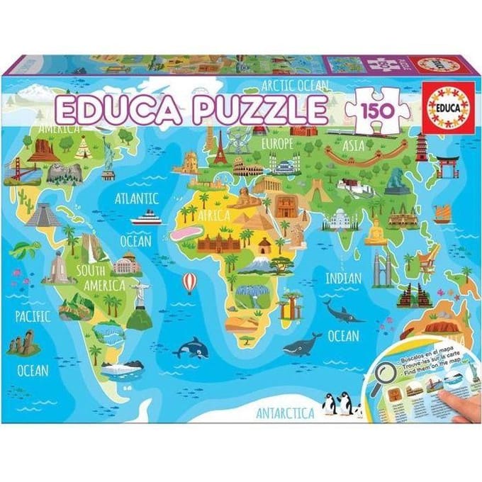 EDUCA - puzzel - 150 stuks - WERELDKAART