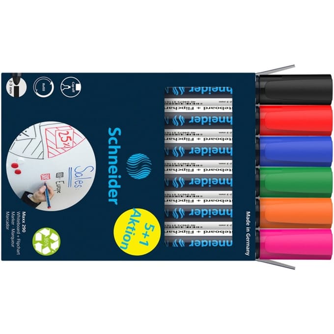 Schneider Schreibgeräte Whiteboard-Marker Maxx 290 6er Set sortiert, 5+1 Aktion 129096 Whiteboardmarker 6 stuk(s)