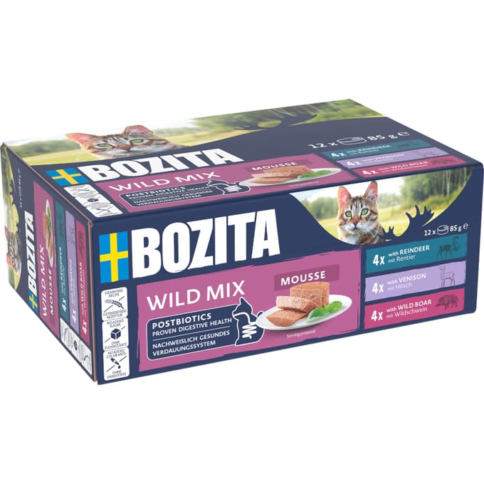 12x85g Bozita Mousse Gemengd Wild natvoer voor katten