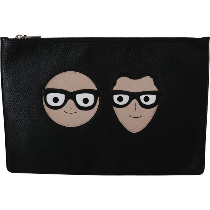 Dolce & Gabbana Zwarte Leren Clutch Document Tas Portemonnee