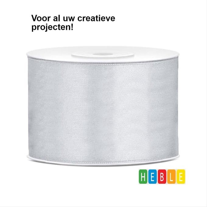 Heble® - "Satijn-Lint-Zilver-50mm-25m"