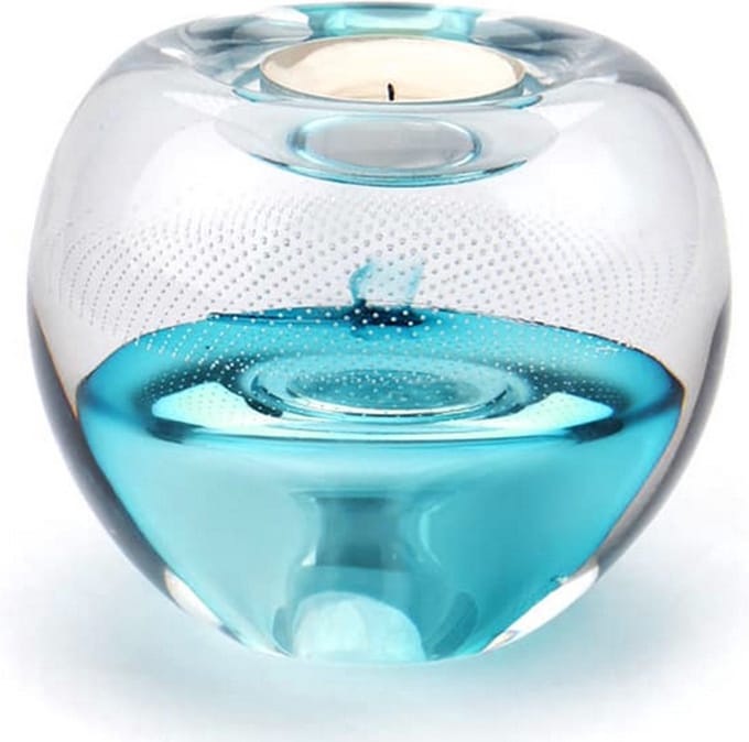 Gedenkobject Mini Urn Waxinelichthouder Glas tiffany-blue