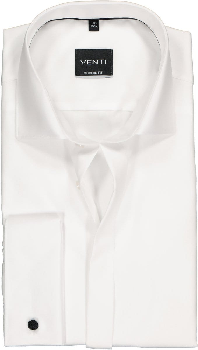 VENTI modern fit overhemd - mouwlengte 72 cm - dubbele manchet - wit