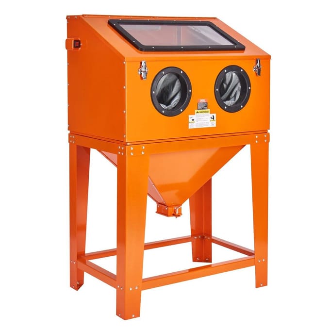 Cabine de sablage de 90 gallons avec système d'aspiration de poussière de 1,8 gallon