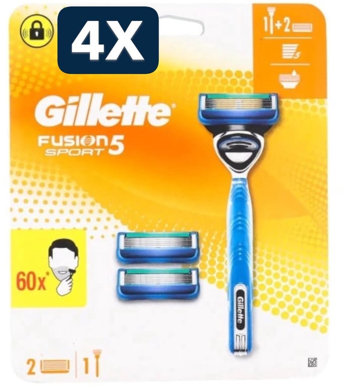 4 x Gillette Fusion 5 Scheersysteem + 3 Scheermesje
